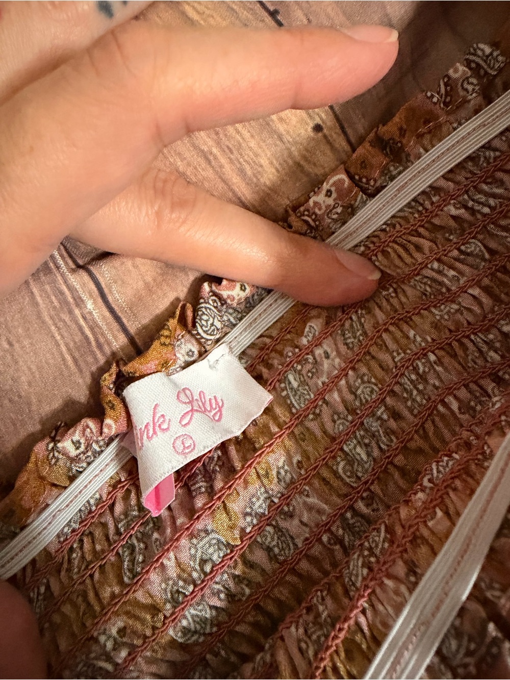 Pink Lily Paisley Smocked Maxi with Puff Sleeves - Picture 2 of 4
